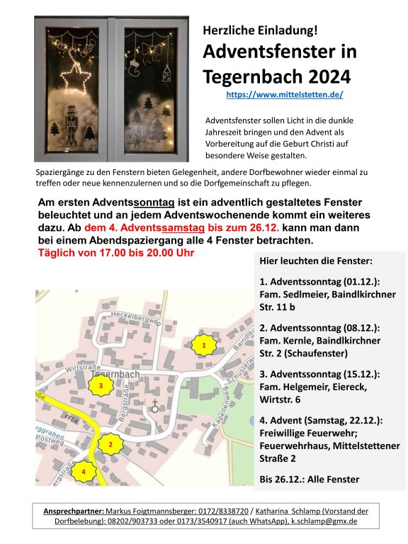 Adventsfenster 2024 Tegernbach