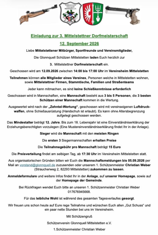 Einladung 3te Dorfmeisterschaft Einladung 3te Dorfmeisterschaft